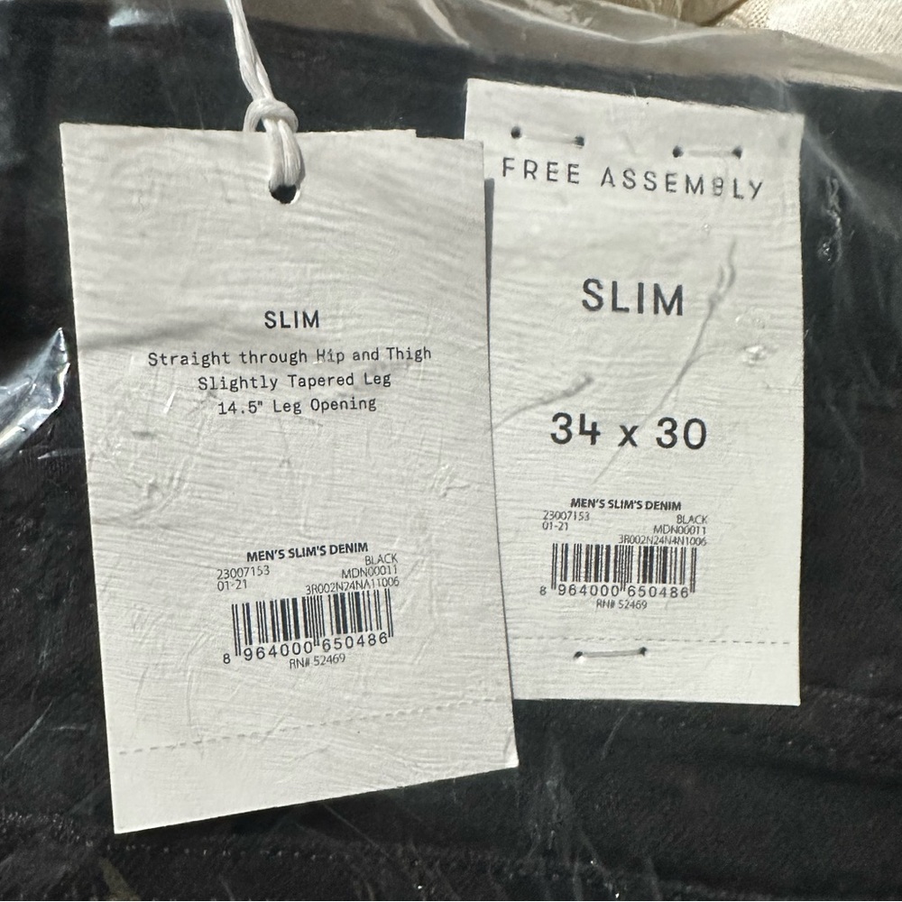Free Assembly Slim Black Jean 34 x 30